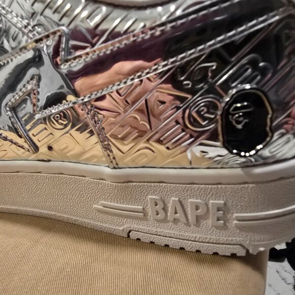 A Bathing Ape BAPE Bapesta #5 SILVER Mens Size 12 1K80191305 Shoes Sneakers NEW - Picture 4 of 14